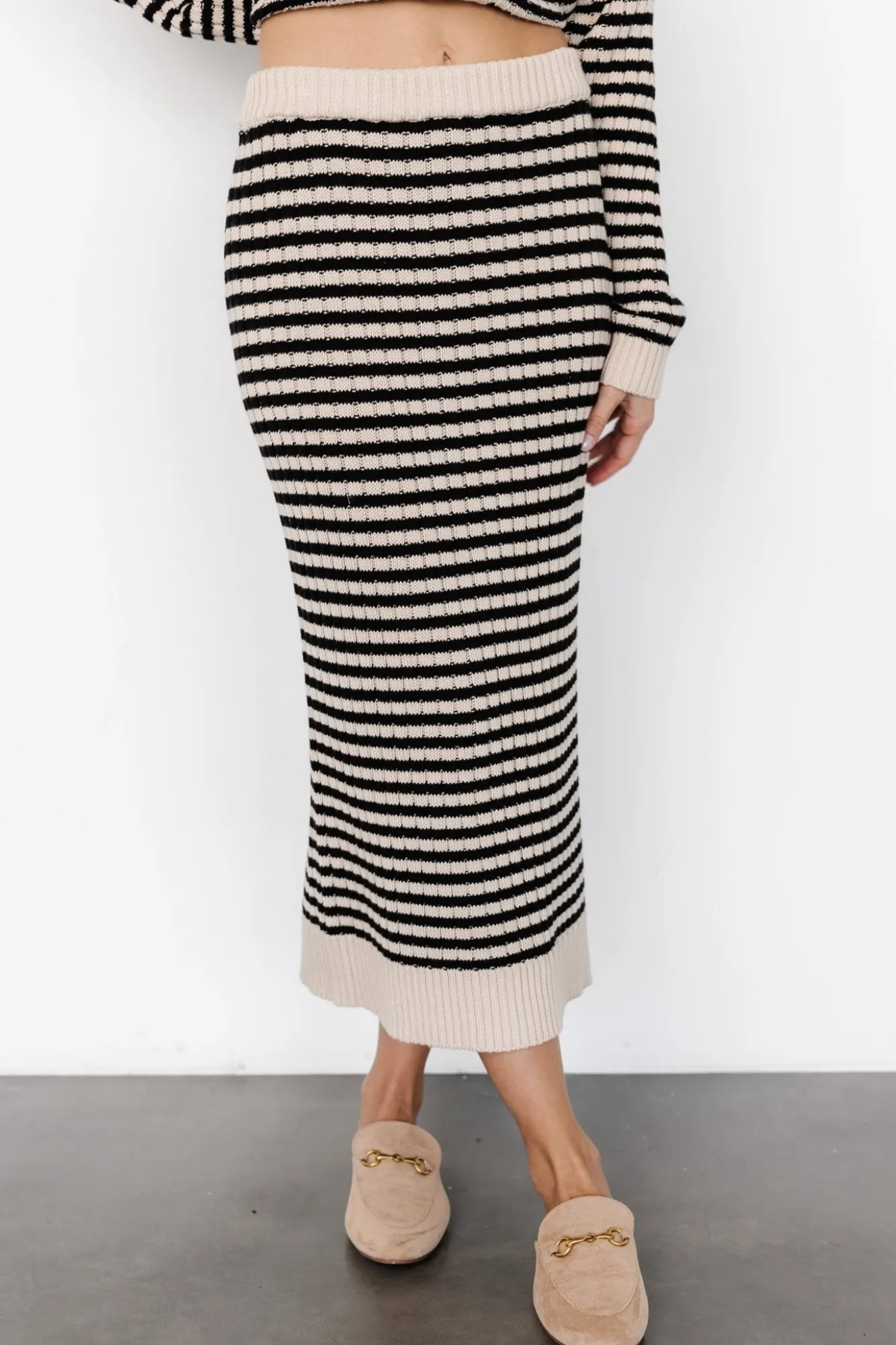 Baltic Born Justina Striped Knit Skirt | Black + Cream