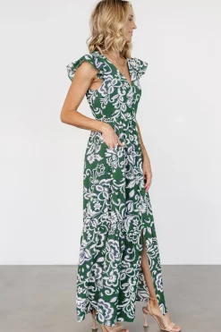 Baltic Born Kaia Button Maxi Dress | Green Print