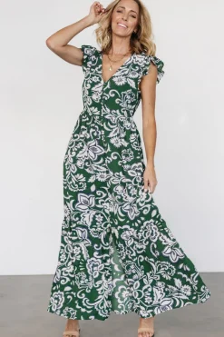 Baltic Born Kaia Button Maxi Dress | Green Print