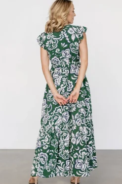 Baltic Born Kaia Button Maxi Dress | Green Print