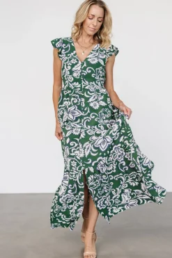 Baltic Born Kaia Button Maxi Dress | Green Print