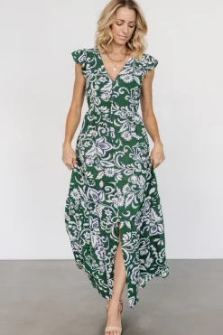 Baltic Born Kaia Button Maxi Dress | Green Print