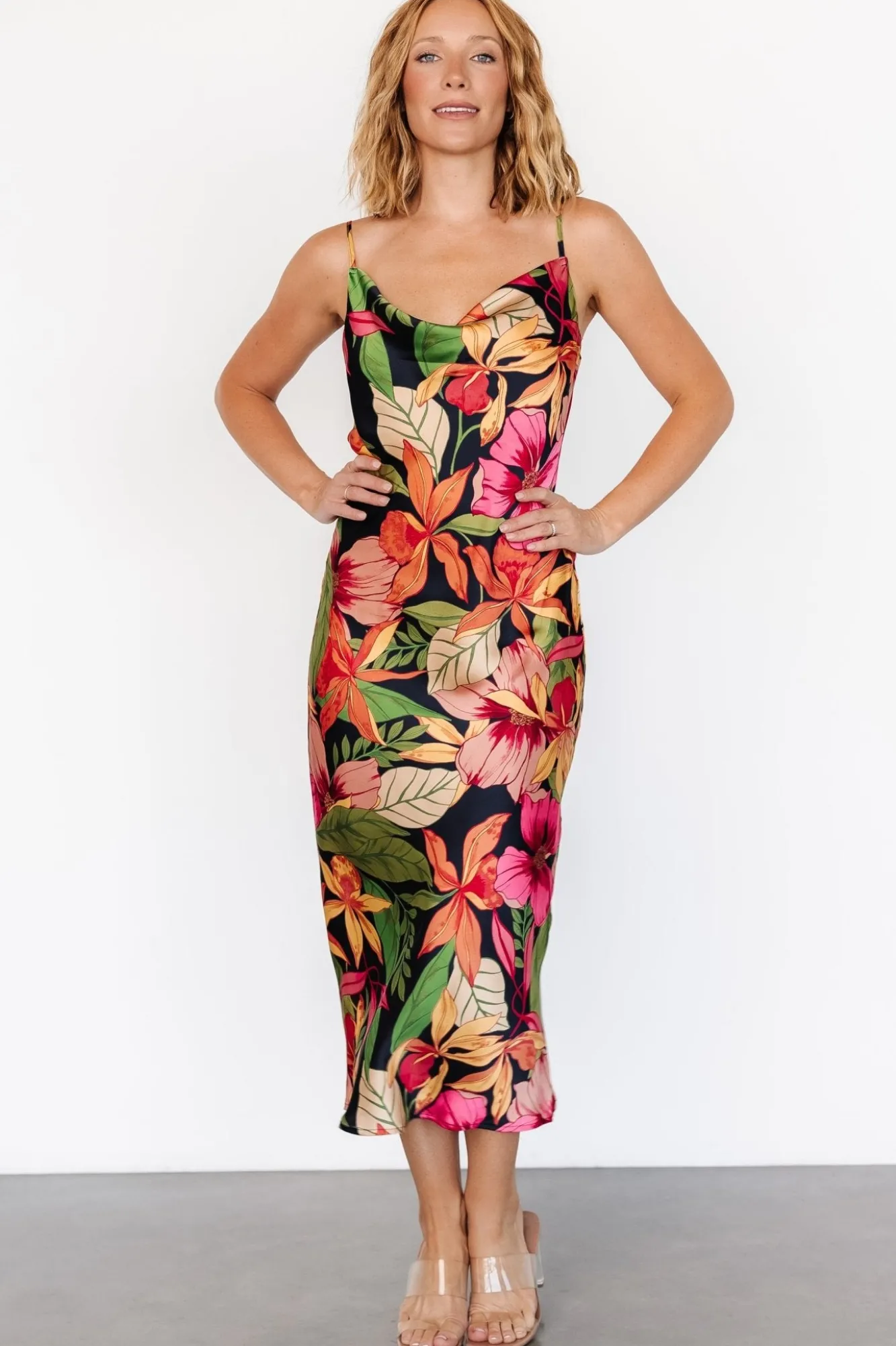 Baltic Born Kala Slip Midi Dress | Black Multi Floral