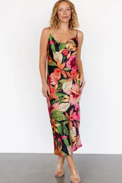 Baltic Born Kala Slip Midi Dress | Black Multi Floral