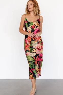 Baltic Born Kala Slip Midi Dress | Black Multi Floral