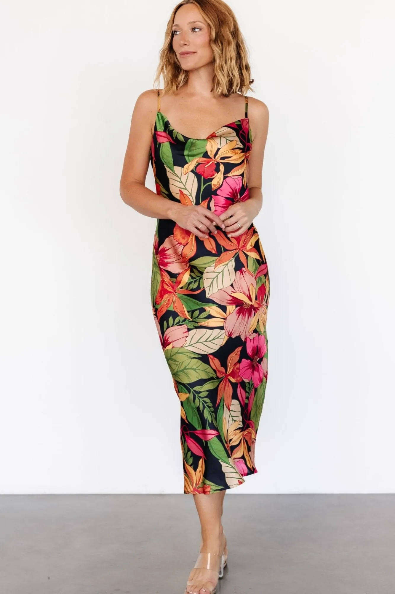 Baltic Born Kala Slip Midi Dress | Black Multi Floral