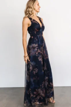 Baltic Born Kamila Tulle Maxi Dress | Dark Blue Floral