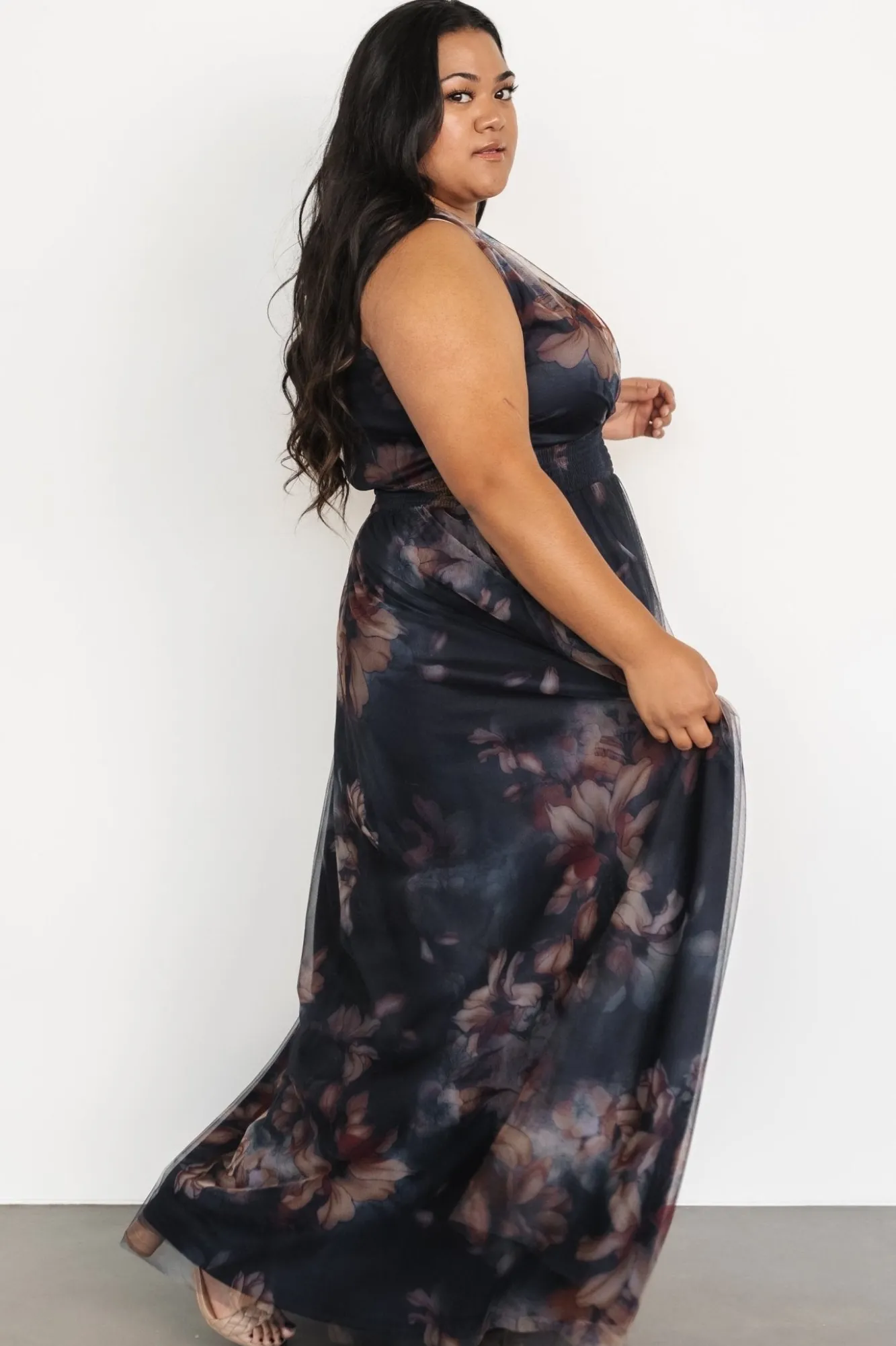 Baltic Born Kamila Tulle Maxi Dress | Dark Blue Floral