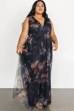 Baltic Born Kamila Tulle Maxi Dress | Dark Blue Floral