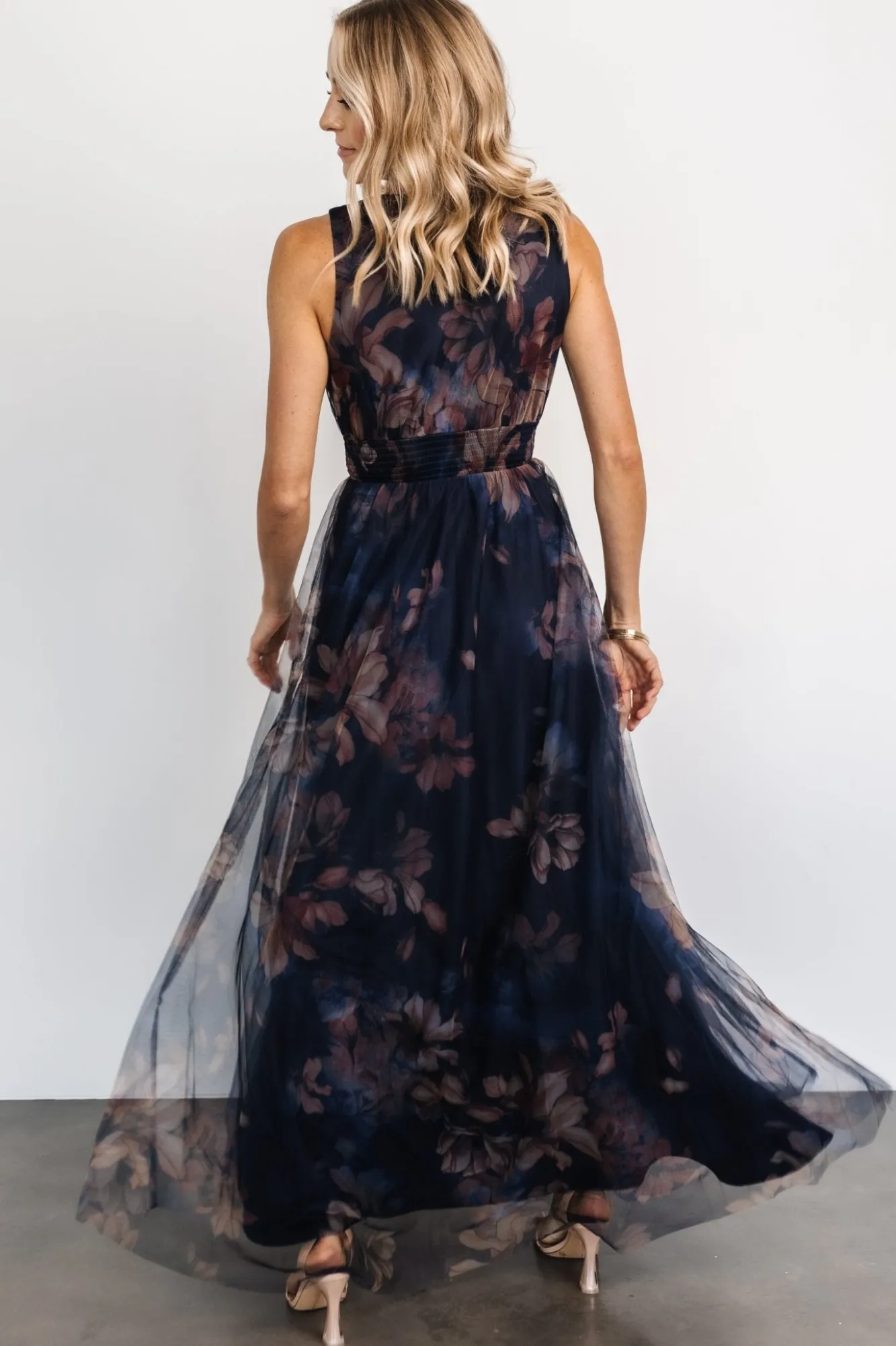 Baltic Born Kamila Tulle Maxi Dress | Dark Blue Floral
