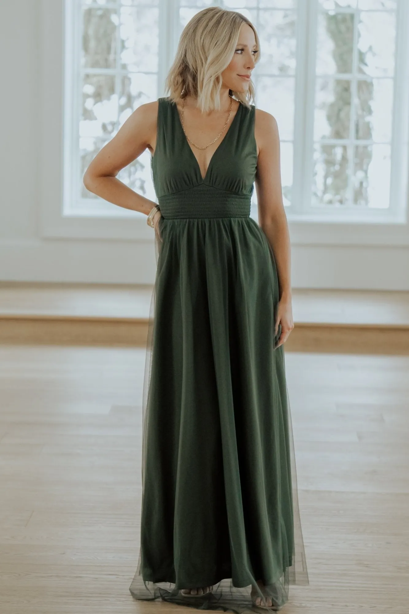 Baltic Born Kamila Tulle Maxi Dress | Juniper Green
