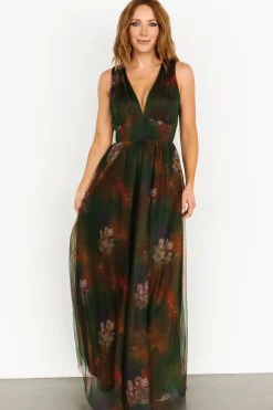 Baltic Born Kamila Tulle Maxi Dress | Olive Multi Floral
