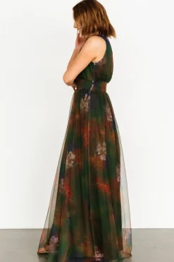 Baltic Born Kamila Tulle Maxi Dress | Olive Multi Floral