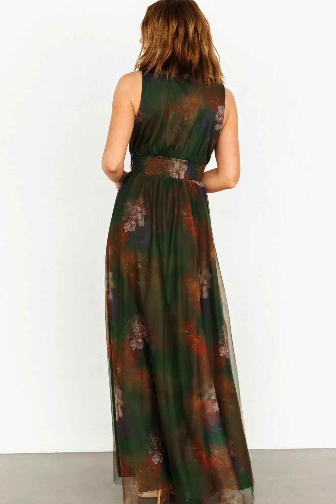Baltic Born Kamila Tulle Maxi Dress | Olive Multi Floral