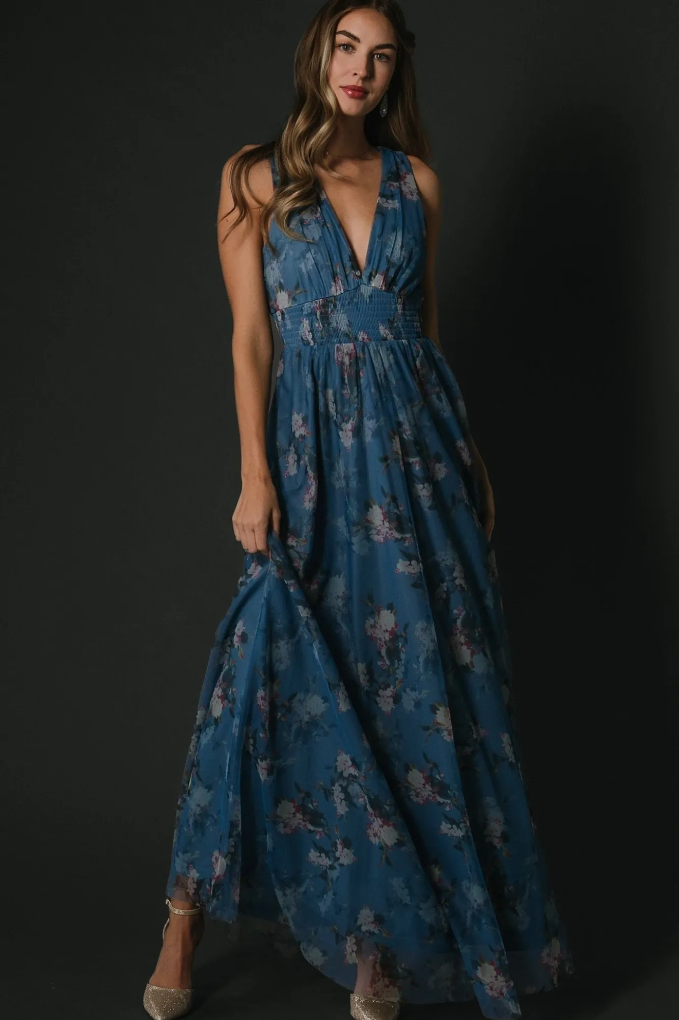 Baltic Born Kamila Tulle Maxi Dress | Blue Multi Floral