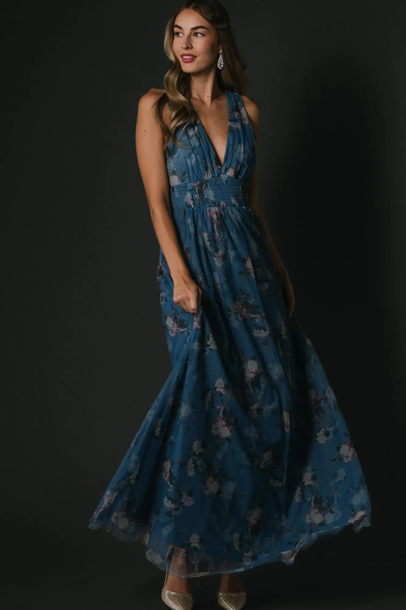 Baltic Born Kamila Tulle Maxi Dress | Blue Multi Floral