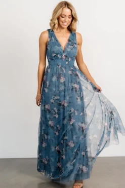 Baltic Born Kamila Tulle Maxi Dress | Blue Multi Floral