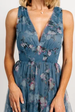Baltic Born Kamila Tulle Maxi Dress | Blue Multi Floral