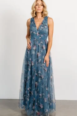Baltic Born Kamila Tulle Maxi Dress | Blue Multi Floral