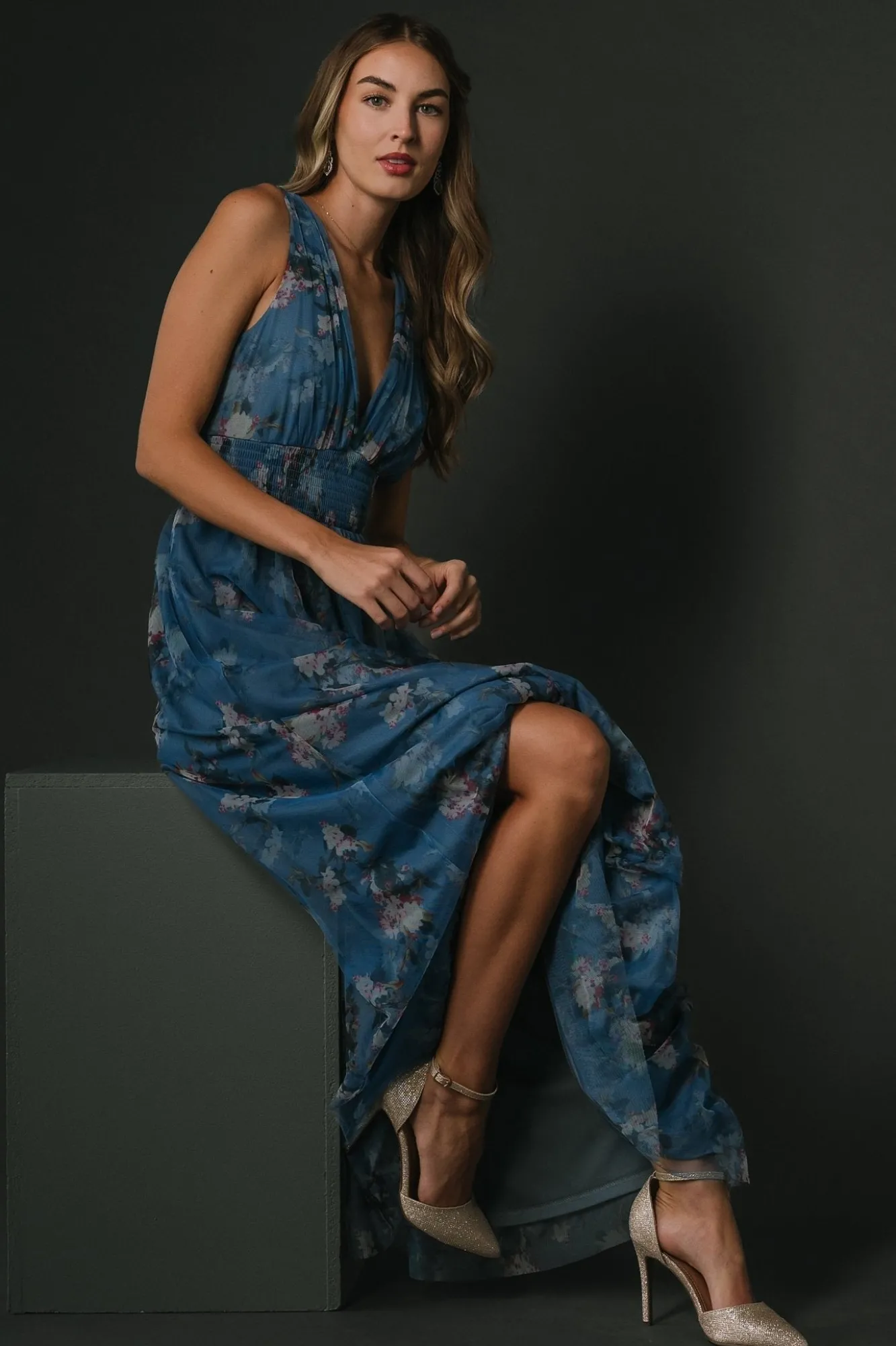 Baltic Born Kamila Tulle Maxi Dress | Blue Multi Floral