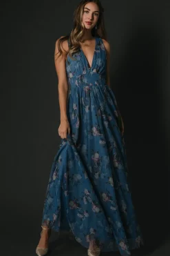 Baltic Born Kamila Tulle Maxi Dress | Blue Multi Floral