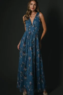 Baltic Born Kamila Tulle Maxi Dress | Blue Multi Floral