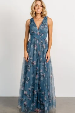 Baltic Born Kamila Tulle Maxi Dress | Blue Multi Floral