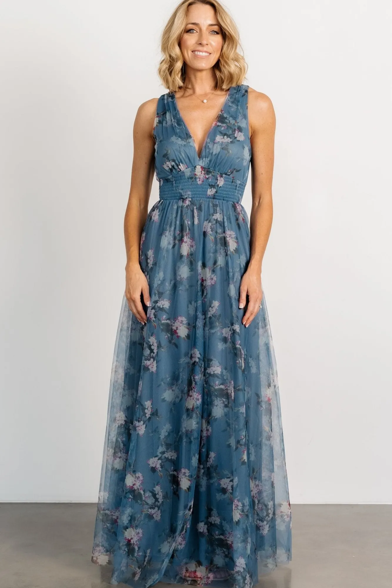 Baltic Born Kamila Tulle Maxi Dress | Blue Multi Floral