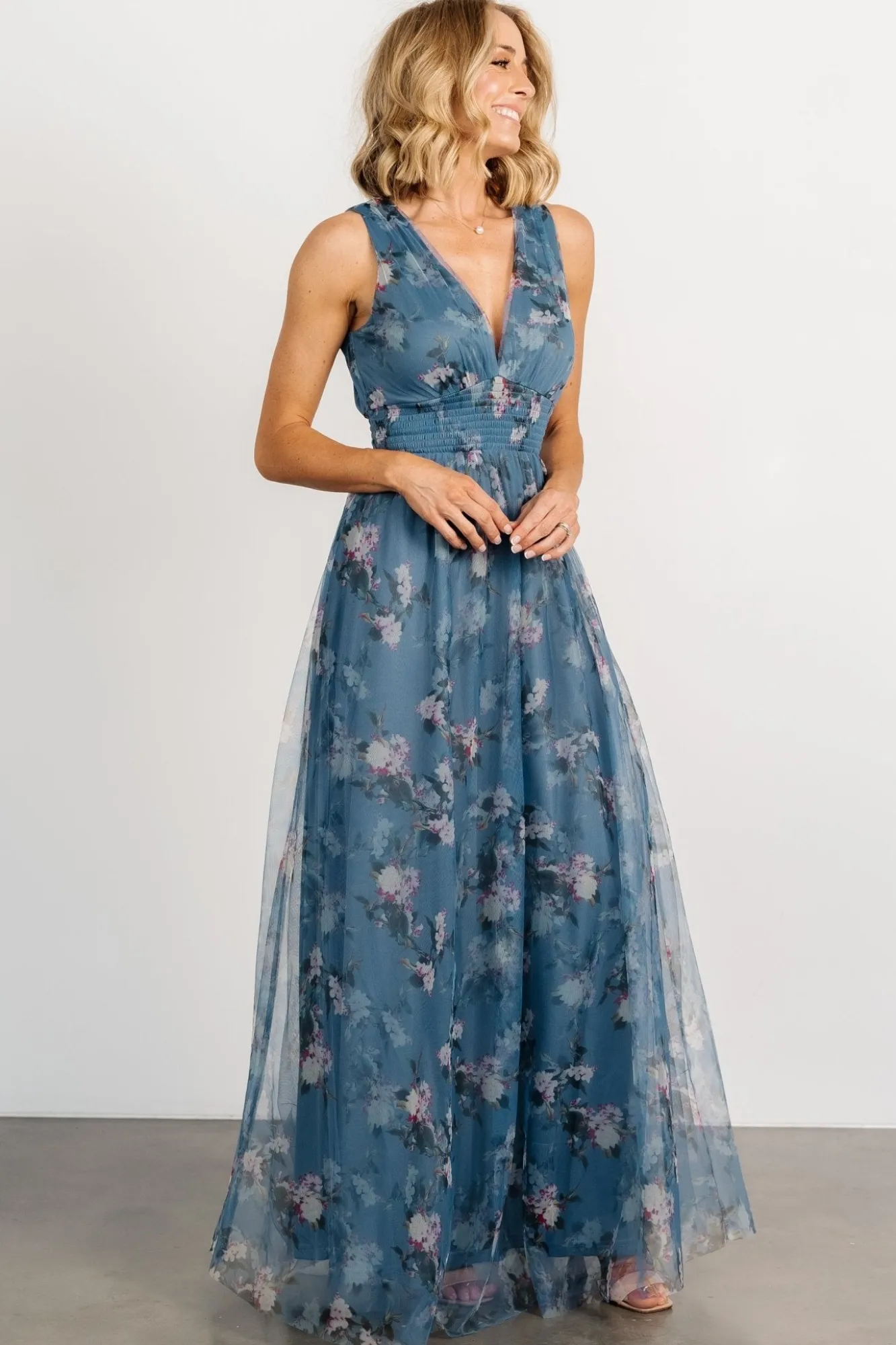 Baltic Born Kamila Tulle Maxi Dress | Blue Multi Floral