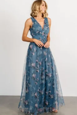 Baltic Born Kamila Tulle Maxi Dress | Blue Multi Floral