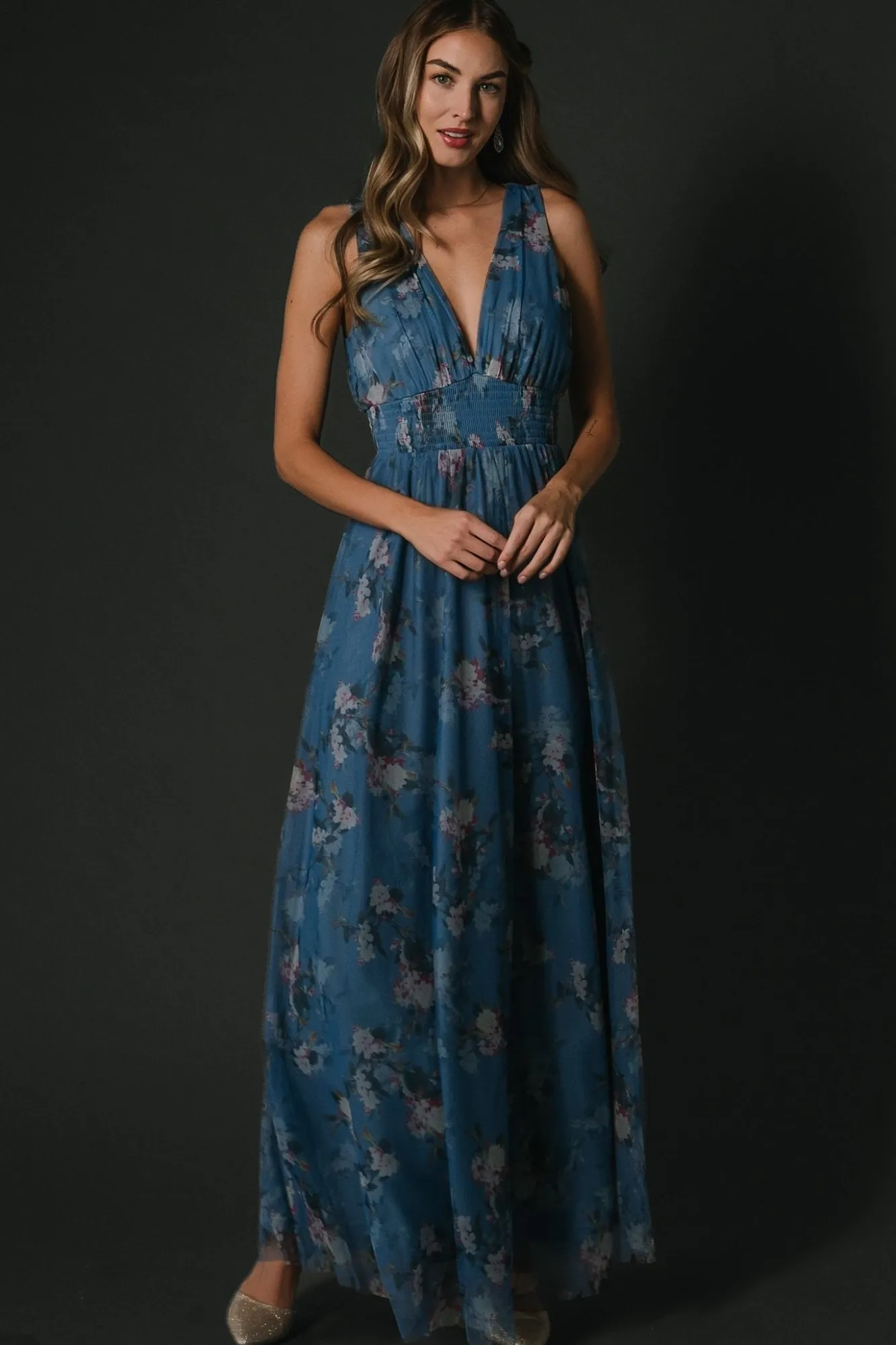 Baltic Born Kamila Tulle Maxi Dress | Blue Multi Floral