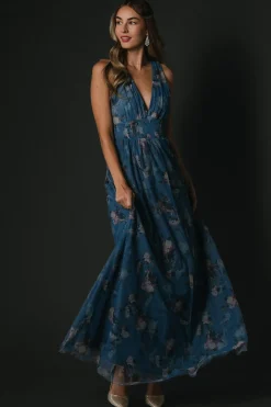 Baltic Born Kamila Tulle Maxi Dress | Blue Multi Floral