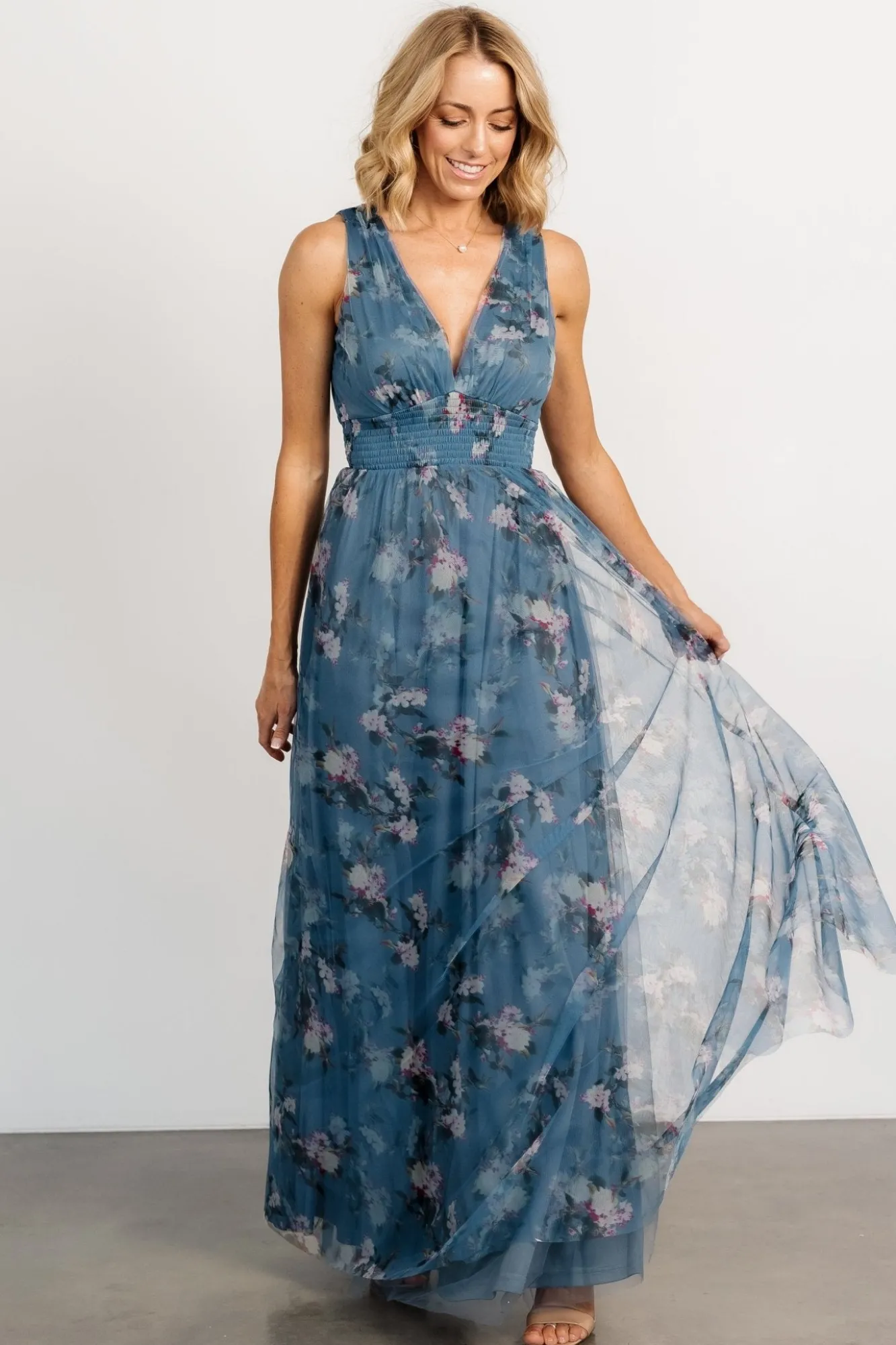 Baltic Born Kamila Tulle Maxi Dress | Blue Multi Floral