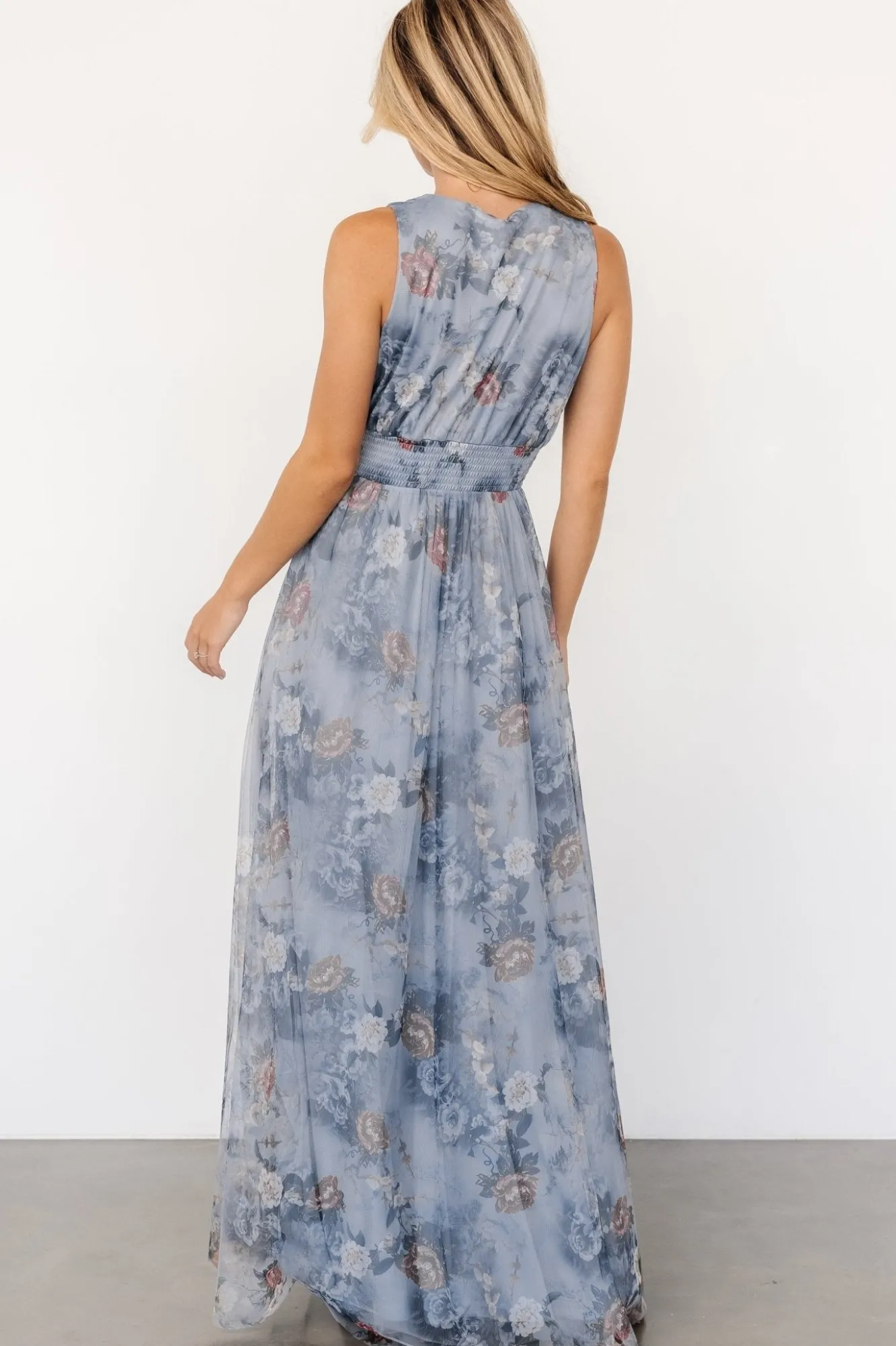 Baltic Born Kamila Tulle Maxi Dress | Dusty Blue Floral