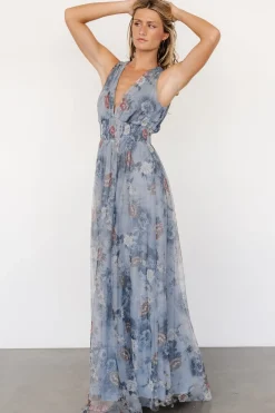 Baltic Born Kamila Tulle Maxi Dress | Dusty Blue Floral