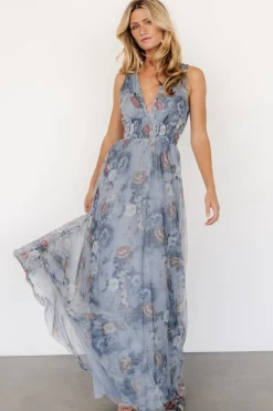 Baltic Born Kamila Tulle Maxi Dress | Dusty Blue Floral