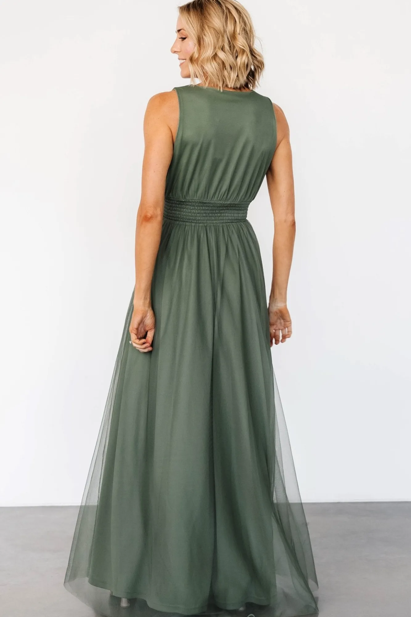 Baltic Born Kamila Tulle Maxi Dress | Dark Sage