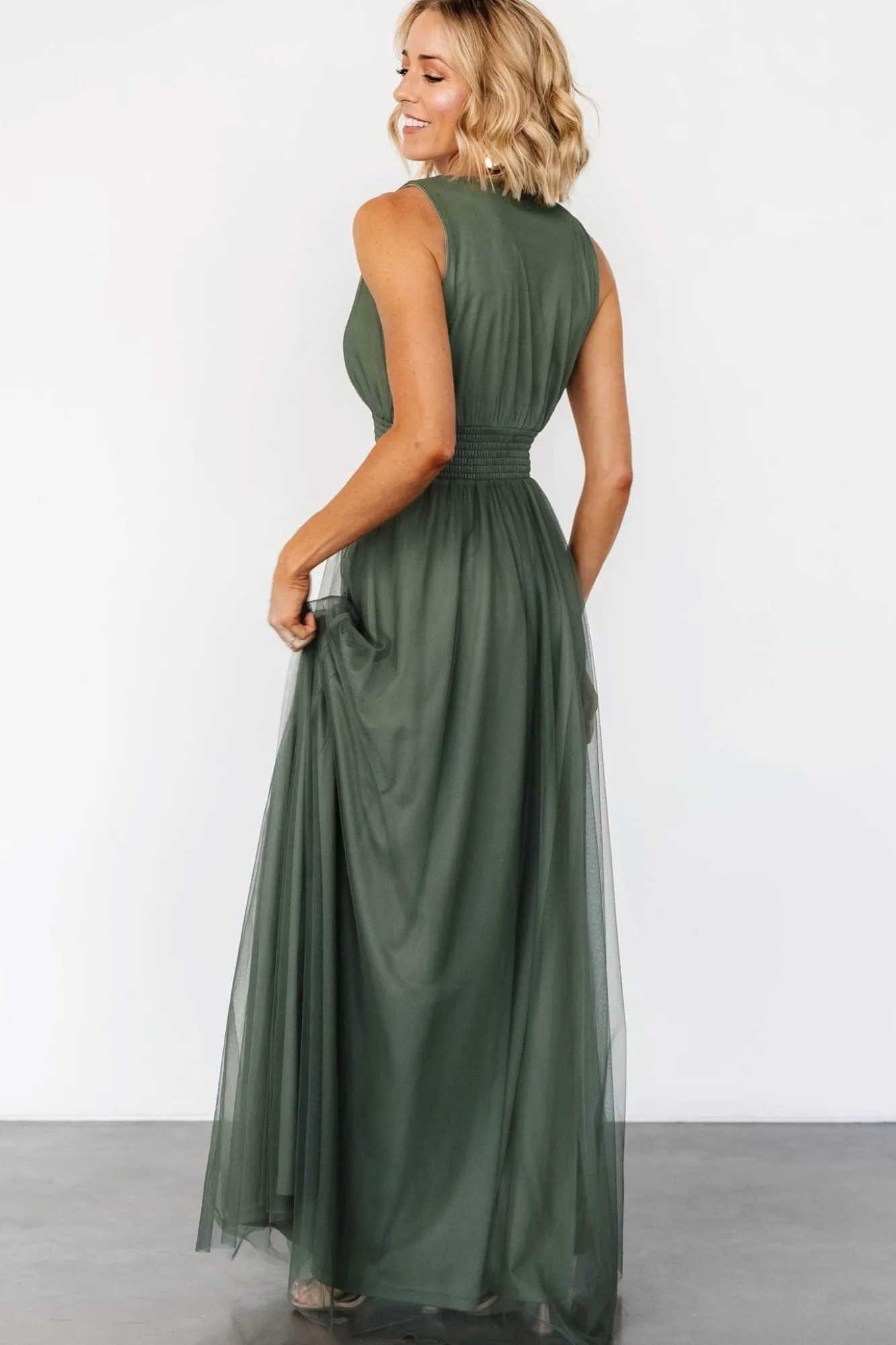Baltic Born Kamila Tulle Maxi Dress | Dark Sage