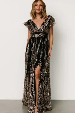Baltic Born Karina Shimmer Gown | Black + Rose Gold