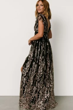 Baltic Born Karina Shimmer Gown | Black + Rose Gold