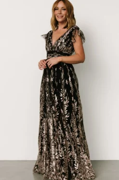 Baltic Born Karina Shimmer Gown | Black + Rose Gold