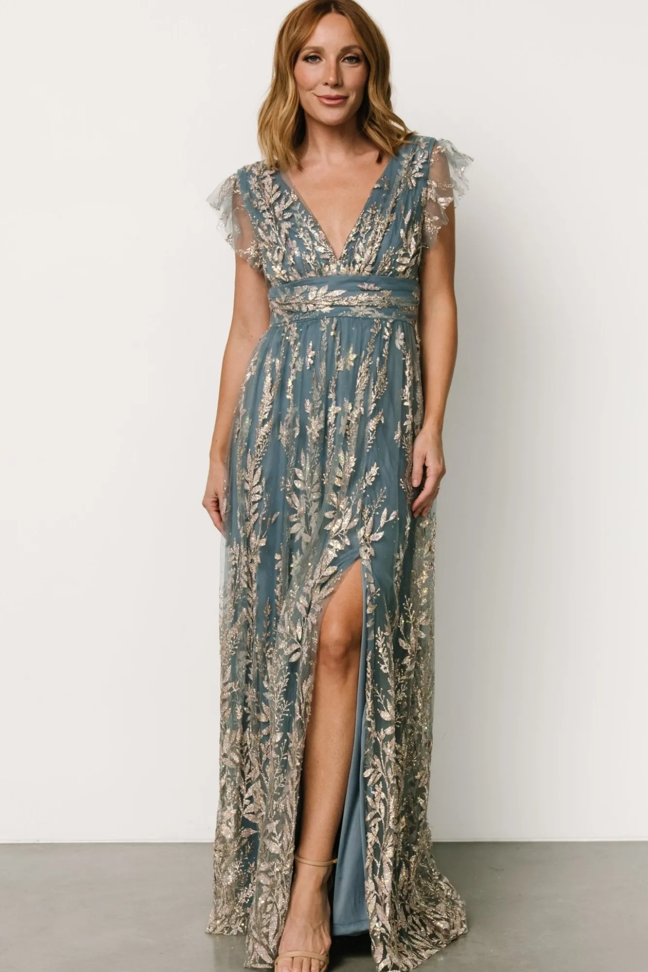Baltic Born Karina Shimmer Gown | Blue + Rose Gold
