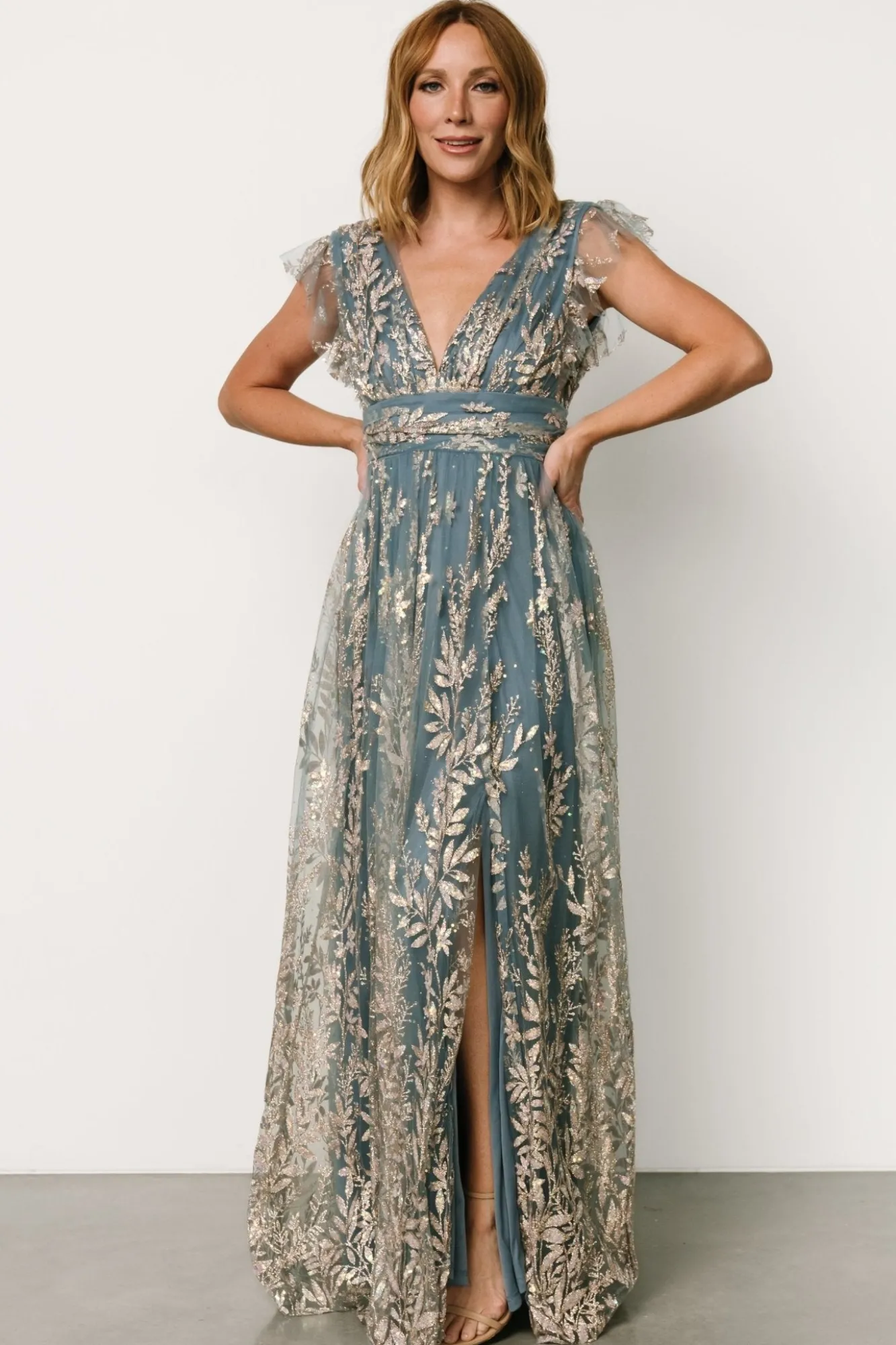 Baltic Born Karina Shimmer Gown | Blue + Rose Gold