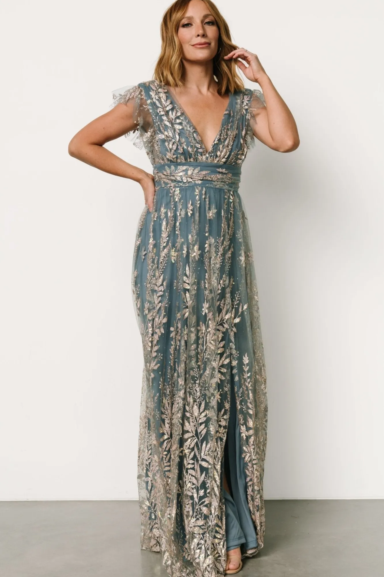 Baltic Born Karina Shimmer Gown | Blue + Rose Gold
