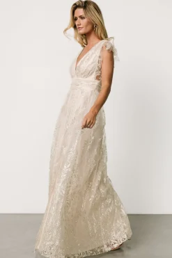 Baltic Born Karina Shimmer Gown | Ivory + Silver