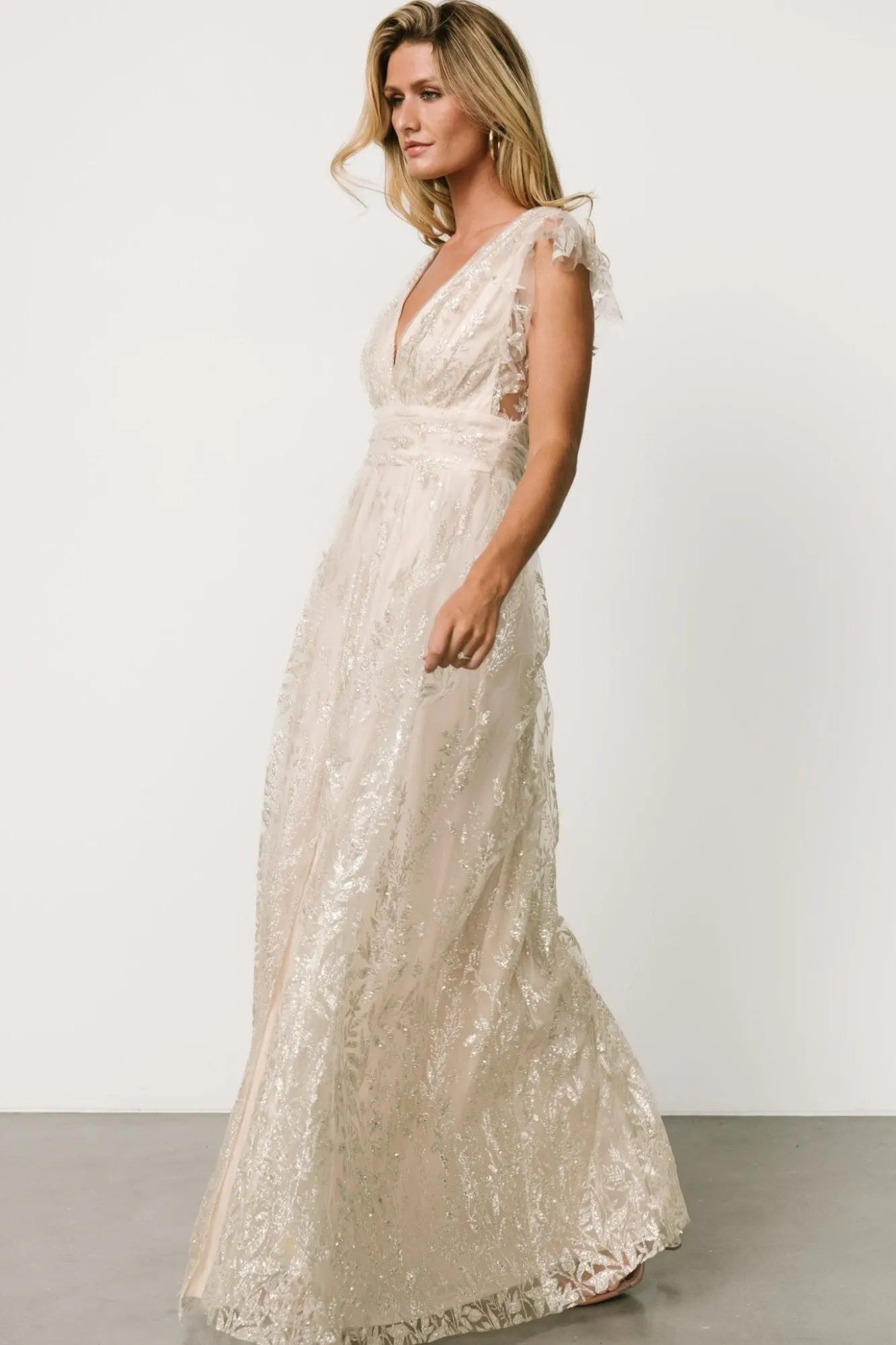 Baltic Born Karina Shimmer Gown | Ivory + Silver