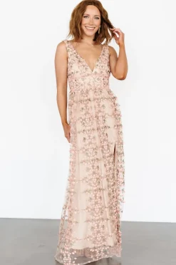 Baltic Born Kassia Applique Maxi Dress | Nude + Pink
