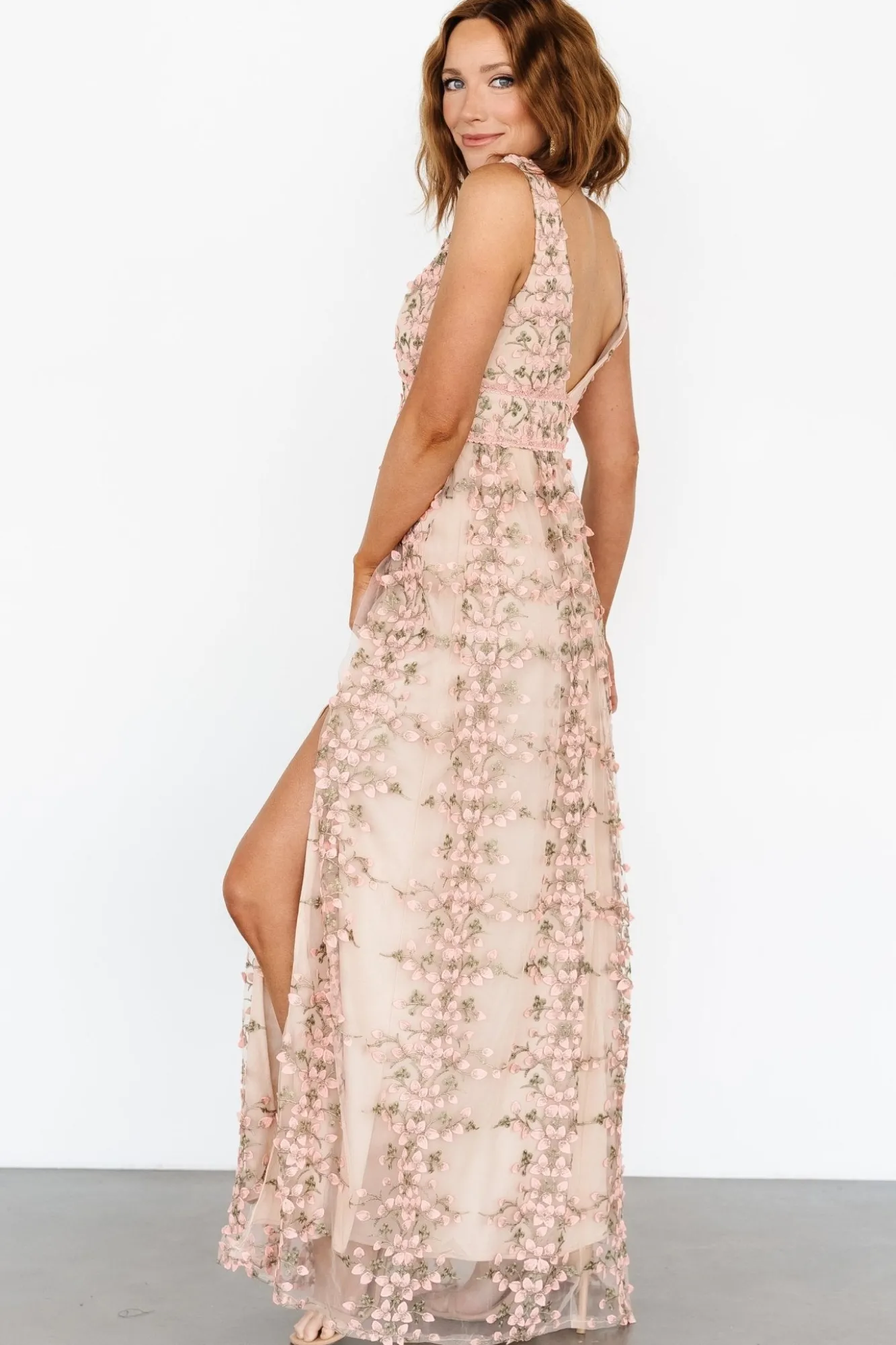 Baltic Born Kassia Applique Maxi Dress | Nude + Pink