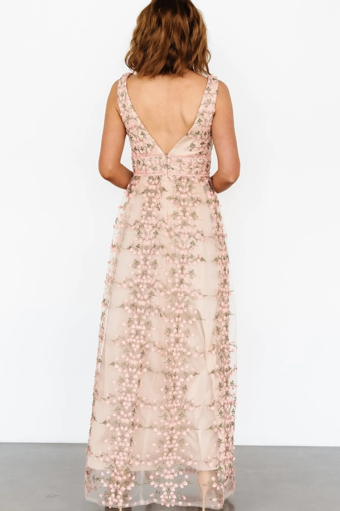 Baltic Born Kassia Applique Maxi Dress | Nude + Pink