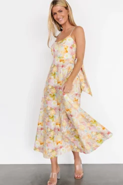 Baltic Born Katalina Back Tie Midi Dress | Pastel Multi